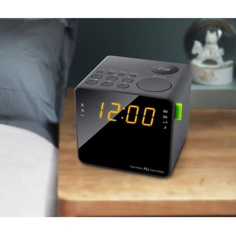 Radio-réveil M-187 CR - Tuner PLL FM - Double alarme - Grands chiffres ambres - Noir (1/2)