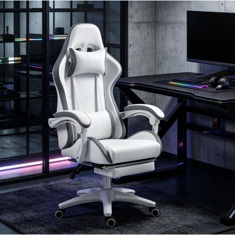 Sedia gaming ergonomica 65x65x121-129 cm in poliuretano bianco FloraGrace (1/5)