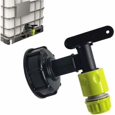 Robinet Cuve 1000l Plastique avce Raccord Tuyau d'arrosage, Adaptateur de Robinet de Réservoir IBC, Connecteur à Filetage 3/4 Pouces Pour Recuperateur Eau de Pluie, Réservoir de Carburant (1/5)