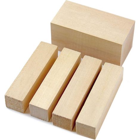 Blocs de bois de tilleul à sculpter, lot de 5 pièces pour débutants, bois naturel lisse (1/5)