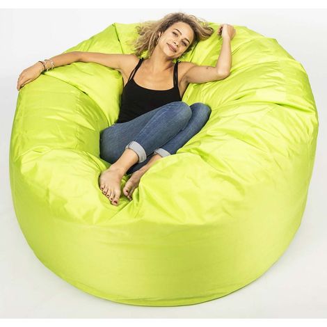 Pouf Géant Rond XXL Extérieur En Tissu Résistant Outdoor Vert Lime, Déhoussable, Pour Jardin, terrasse - TiTAN (1/5)