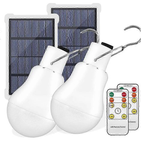 Tragbare Solarlampen, USB-wiederaufladbare LED-Notfalllampen mit Fernbedienung und Timer für Gartenhaus, Wanderzelt, Campingzelt, 2er-Set – JXLGV (1/5)