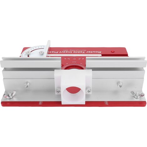 Table de défonceuse avec plateau relevable, base en alliage d'aluminium et kit de planche à découper pour le travail du bois : rainurage, ébarbage, chanfreinage et gravure. C8 rouge, système métrique/ (1/5)