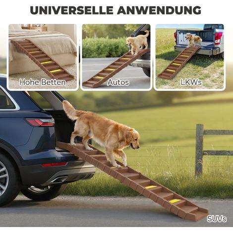 Rampe pliable pour chien avec 10 marches antidérapantes, 154x40 cm, pour chiens moyens jusqu'à 25 kg (1/5)