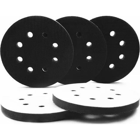 5 Pièces Tampon Interface 125mm à 8 Trous en Mousse Souple pour Rondes, Tampons de Polissage de 125 mm, Tampon Interface en Éponge, pour Disques de Ponçage et Assiettes de Polissage (1/5)