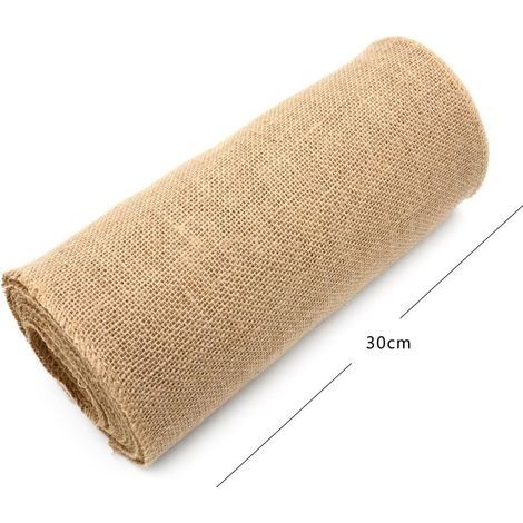 Tischläufer aus Jute, Tischbandrolle aus Jute, Tischdekoration im Vintage-Stil für Hochzeiten und Gartenpartys, 30 cm breit, 180 cm x 30 cm (1/4)