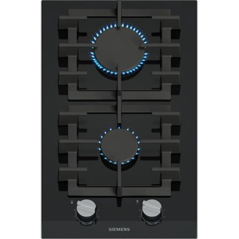 Placa Gas Siemens ER3A6BI40 Domino 2 Fuegos StepFlame Cristal Negro