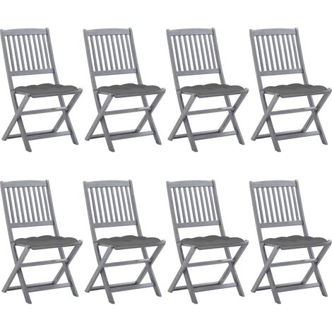Klappbare Gartenstühle 8 Stk. mit Kissen Massivholz Akazie