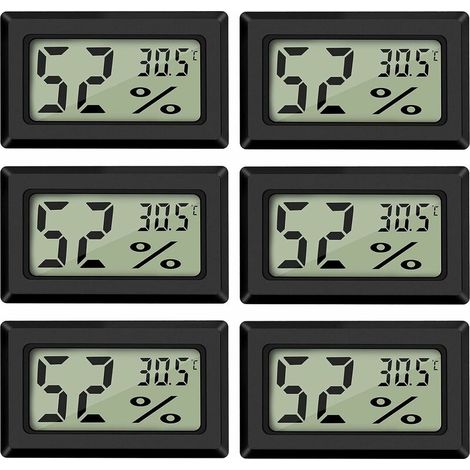 Mini Digital LCD Thermomètre Hygromètre Température Humidité -5070℃ 10%99% RH Thermomètre Portable Thermo Hygromètre Indicateur pour Bureau Cuisine Humidors Incubateurs Reptiles -(6 PCS ) (1/5)