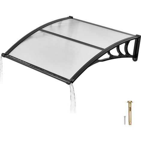 Mophorn Tettoia per ingresso e finestre 96,5x101,7 cm, copertura esterna in policarbonato trasparente per protezione da pioggia e neve su balconi, portici e terrazze (1/5)