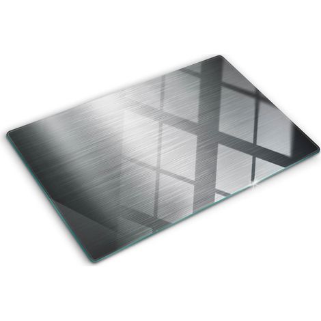 Planche de cuisine, couvre plaque, verre planche découper, verre trempé – 80 x 52 cm - Fond métallique (1/5)