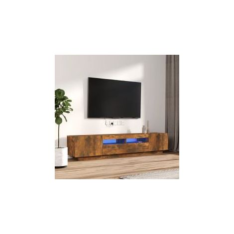 Ensemble de meubles TV avec lumières LED 2 pcs Chêne fumé
