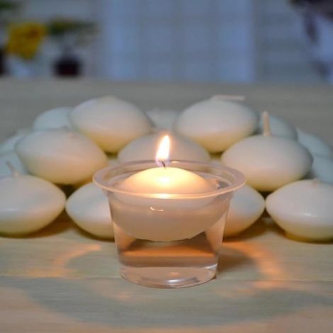 Lot de 38 bougies flottantes en cire blanche - Bougies chauffe-plat flottantes et étanches - Pour la Saint-Valentin, Noël, mariage, dîner (Blanc)