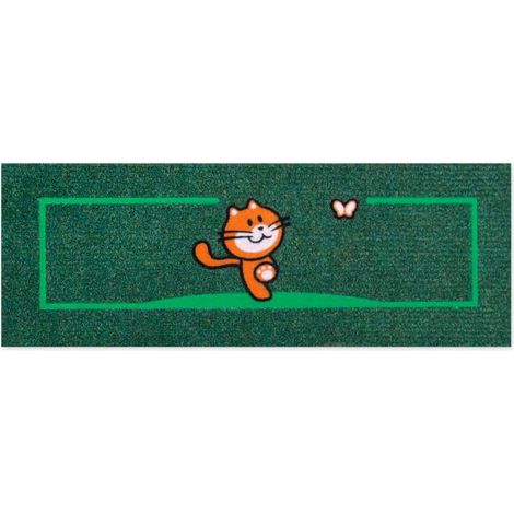 Zerbino Antiscivolo Salva Gradino 25x69 Assorbente Tappeto Ingresso Morbido 100% Made In Italy Gatto - Verde