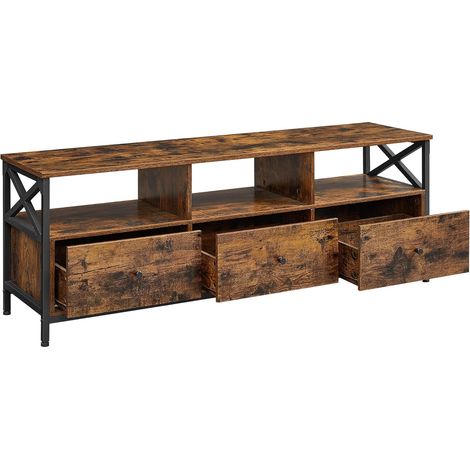 Mueble TV Valora marrón rústico loft cajones estantes salón (1/5)