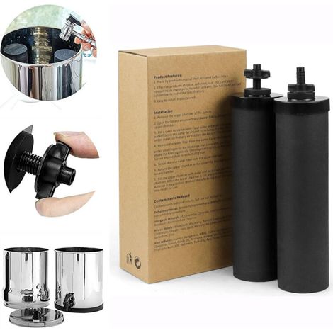 Lot de 2 filtres à eau pour systèmes Berkey – Charbon actif et membrane UF – Réduction 99,99% contaminants – Capacité 22 700 litres – Catherine (1/4)