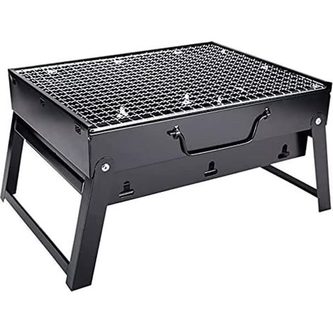 Barbecue à charbon de bois pliable et portable en acier inoxydable, pour barbecue de bureau, fumoir d'extérieur, pour cuisine en plein air, camping, pique-nique, plage (35,1 x 27,9 x 19,6 cm) (1/4)