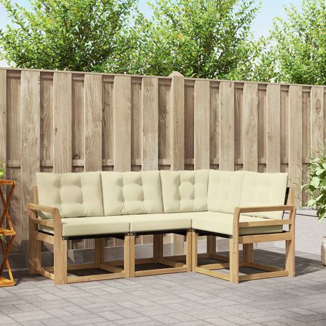 vidaXL Outdoor-Sofagarnitur mit Kissen 4 pcs Weiß und Creme (1/5)