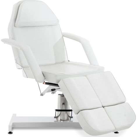 Table d’esthétique professionnelle hydraulique réglable dossier inclinable ouverture visage PVC blanc 100008215 (1/5)