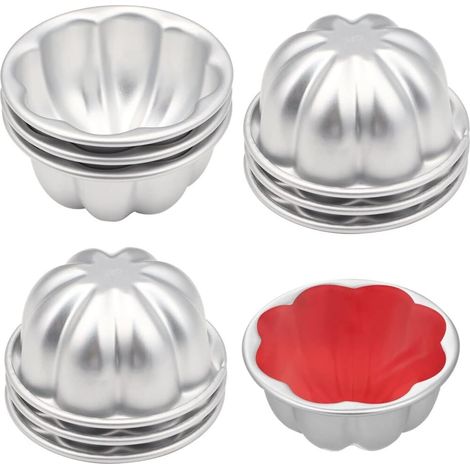 Ein Set bestehend aus 10 antihaftbeschichteten Puddingformen, Mini-Wellenkuchenformen (8,4 cm x 4,3 cm) und Geleeformen. (1/5)