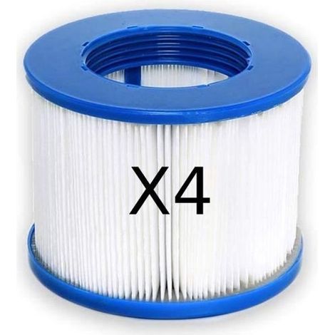 Cartouche Filtre à Vis - Aqua Spa - Lot de 4 - Papier 120 Plis - 80 mm de Hauteur - 100 mm de Diamètre