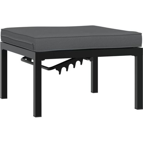 Tabouret de Jardin en Aluminium avec Coussin Noir (1/5)