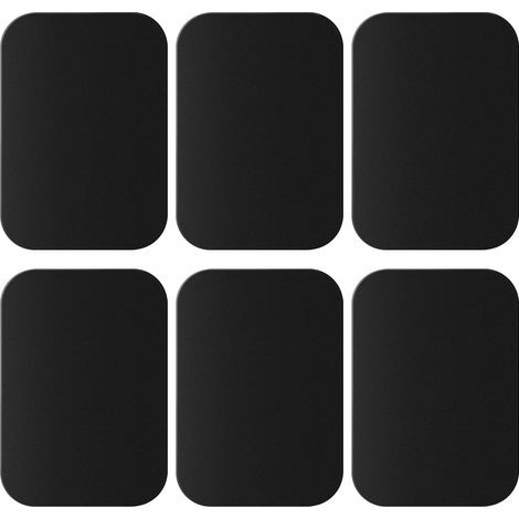 Metallplatten, 6er-Set selbstklebende Metallplatten für magnetische Autohandyhalterungen, dünne Metallplatten mit Klebstoff für Autohandymagnete, 6 schwarze Rechtecke