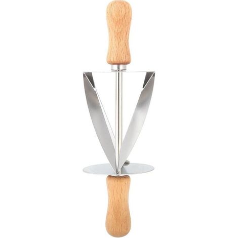 Outil de fabrication de patisserie de pate à pain de coupe de croissant en acier inoxydable avec des emporte-pièces en bois-Fei Yu