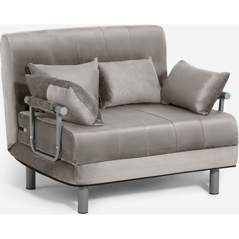 Poltrona letto pieghevole salvaspazio in velluto Deborah Twin Lux - Grigio