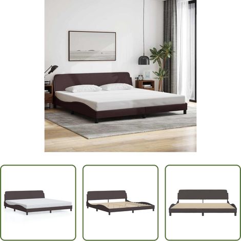 vidaXL Schlafzimmer - Bettgestell "Dover" Dunkelbraun 200x200 cm Stoff (1/5)