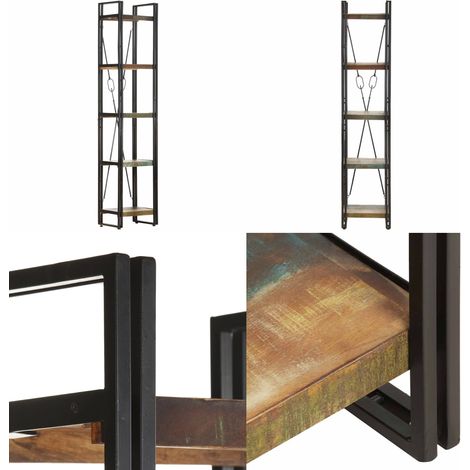 Bibliothèque 5 niveaux 40x30x180 cm Bois de récupération massif - Bibliothèque Industrielle - Bibliothèque Design - Bibliothèque Vintage - Bibliothèque Rustique - Rangement Mural - Home & Living