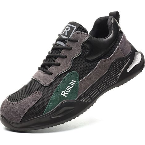 Baskets indestructibles à bout en acier, chaussures à bout en acier pour hommes, chaussures de sécurité de travail respirantes, chaussures de construction industrielles légères et confortables-43 (1/5)