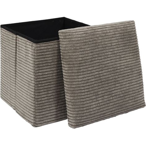 Coffre - HOME DECO FACTORY - Scott - Pliable - Côtelé - Gris