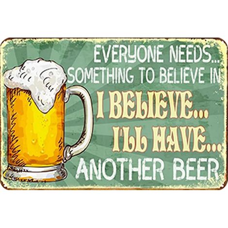 Plaque décorative vintage en métal « Another Beer » - Décoration murale en fer - 30 x 40 cm (1/5)