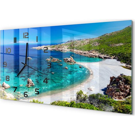 Horloge Murale Panoramique Artistique 60x30 cm Verre Trempé Design Original Baie (1/5)