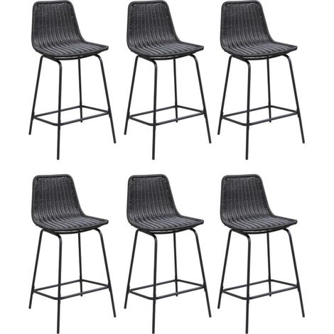 Set aus 65 cm BALI Metallinsel und Barhockern mit Rattansitz (1/5)