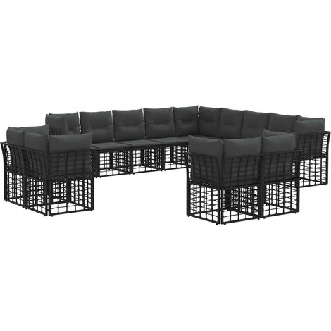 Maison Exclusive - Outdoor-Sofagarnitur Schwarz und Dunkelgrau Po