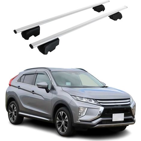 OMAC Barres de toit pour Mitsubishi Eclipse 2018-2026 – City Crash tested – ISO PAS 11154:2006 – Antivol inclus – Charge max 75 kg – 2 barres Argent (1/4)