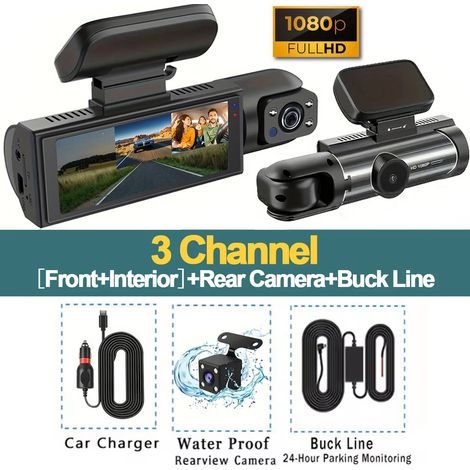 (Carte SD 64 Go, kit de câblage 3 canaux) DVR de voiture 1080p (1/5)