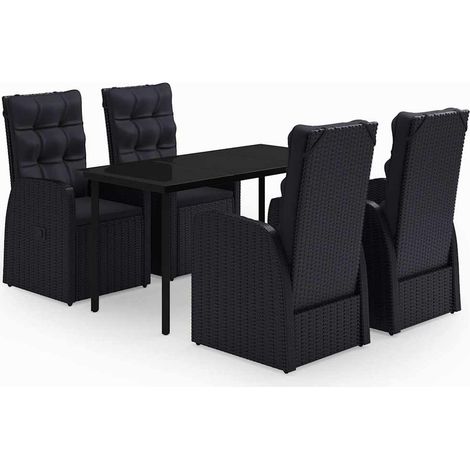 Maison Exclusive - Set da Pranzo da Giardino 5 pz con Cuscini Nero (1/5)
