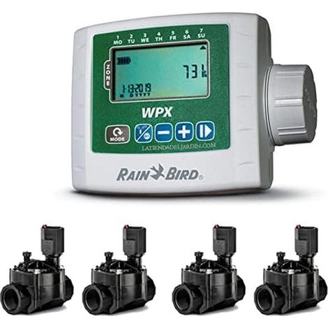 Rain Bird WPX4, Programmatore di irrigazione a batteria + 4 Elettrovalvola 1'' 9V 100HV Rain Bird