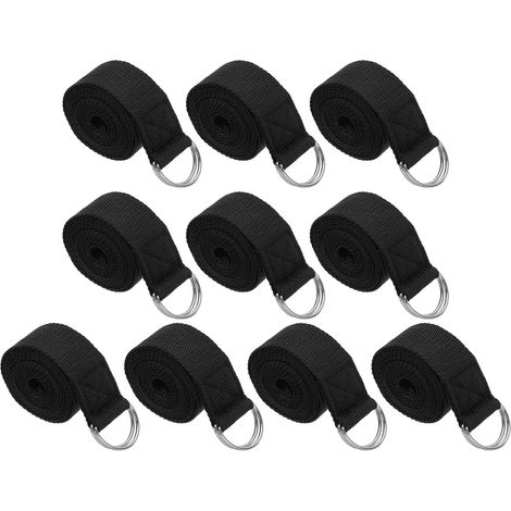 10Pcs Sangle De Yoga Pour Étirement 6 Pieds Ceinture De Yoga Noir (1/5)