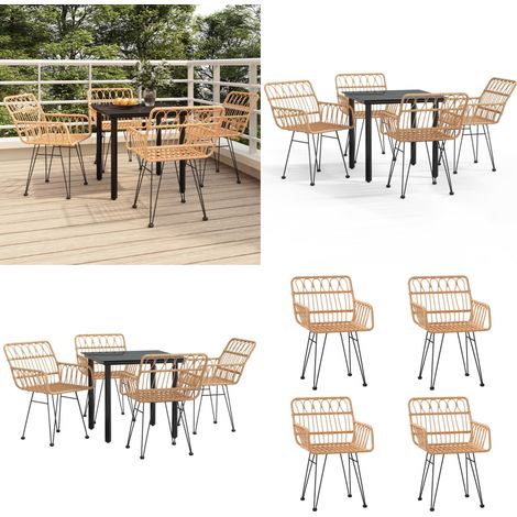 5-tlg. Garten-Essgruppe Poly Rattan - Poly Rattan - Gartenmöbel (1/5)