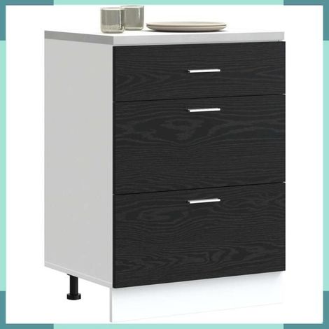876694 Meuble de cuisine bas avec tiroir Chêne noir 60 x 46 x 81,5 cm (1/5)
