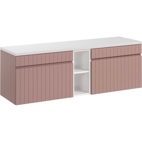 Meubles sous vasque avec plateau + 1 élément - 140 cm - Emblematic Rose - Livraison gratuite