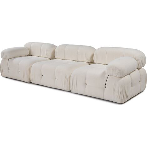 Canapé modulable Tendance 3 places Nourhane Tissu bouclette Crème (1/5)