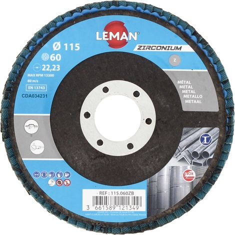 DISQUE A LAMELLES BOMBE D115 GRAIN 60 Zirconium - 115.060ZB - LEMAN