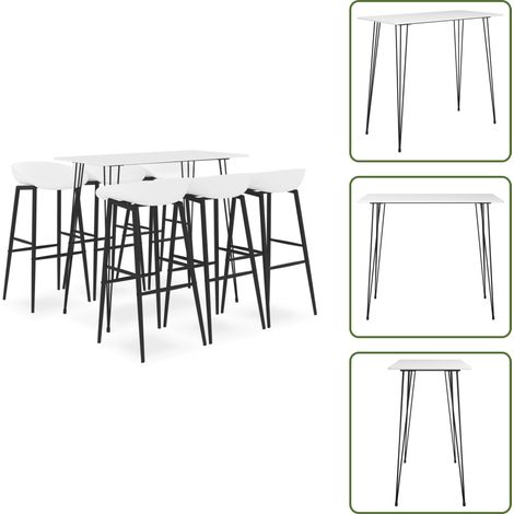 The Living Store 7-tlg. Bar-Set Weiß - Barhocker (1/5)