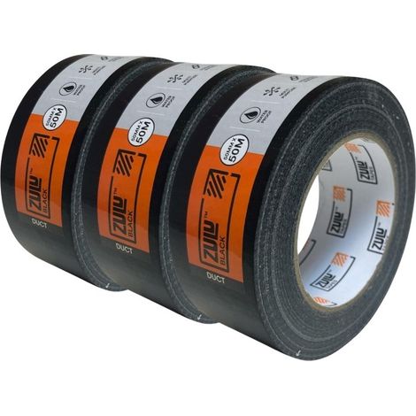 Zulu Premium Universal Black Duct Tape 50mm x 50m, 3 Pack (1/2)