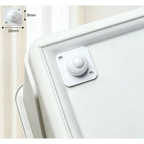 32 rotelle per mobili – sfere in nylon da 9 mm – tipo universale autoadesivo, bianche, girevoli a 360°, adatte a carichi pesanti. (1/5)
